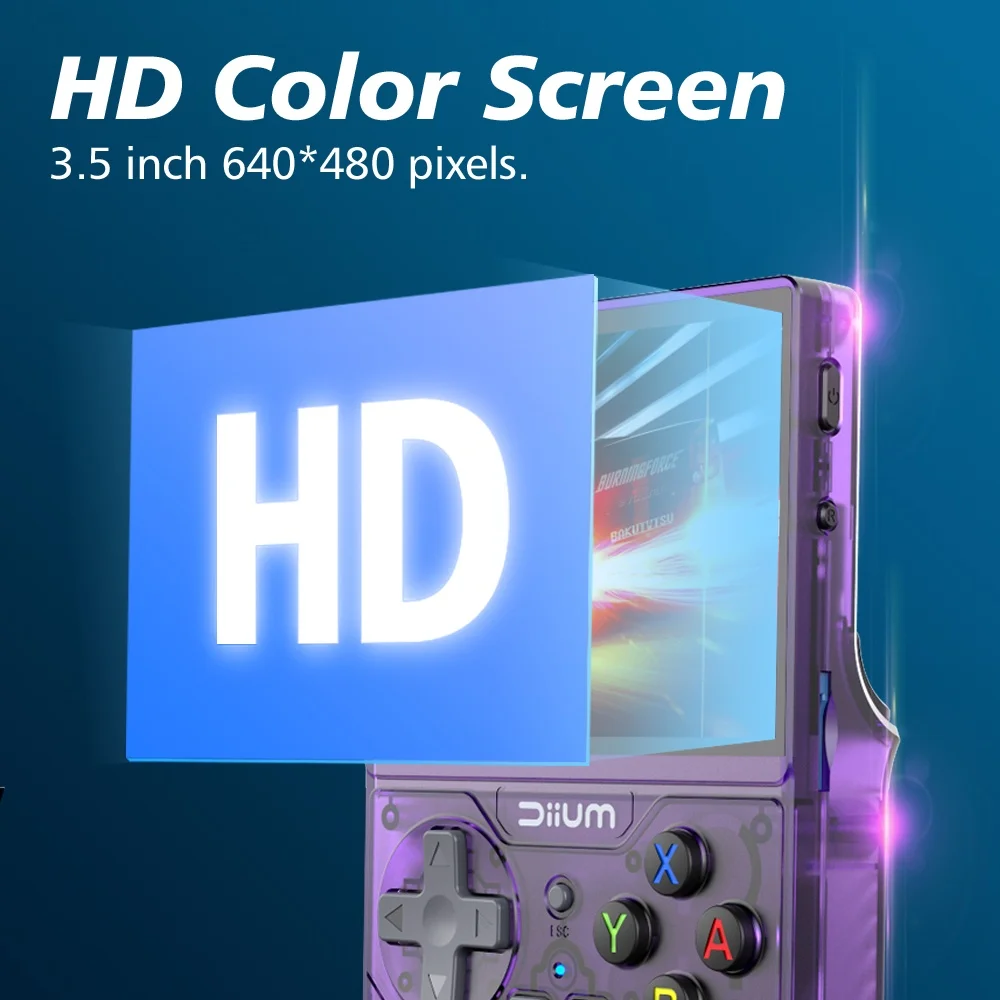 D008 Retro Handheld Game Console Video Game Consoles 3.5 Inch IPS Screen Open Linux System 32Bit ARM Video Player Games Gifts