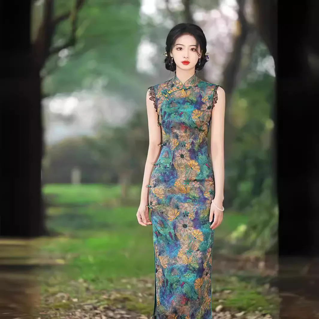 

Cheongsam без рукавов Yourqipao, новинка 2025, улучшенное вечернее платье Ципао в стиле ретро для молодых девушек, старое Шанхайское