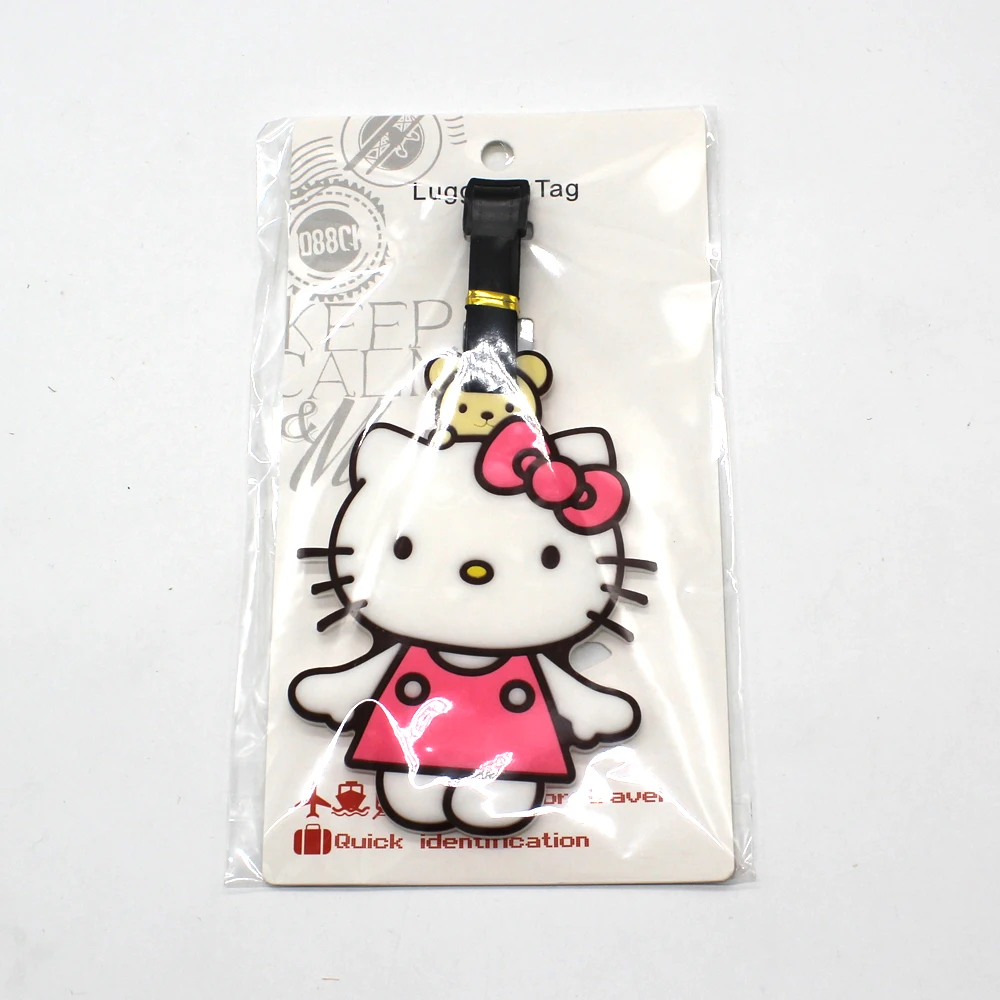 Sanrio Hello Kitty Luggage Tag Women Travel accessories Cartoon Kuromi Melody Travel Suitcase Bag Tag Identifier Carrier Nametag