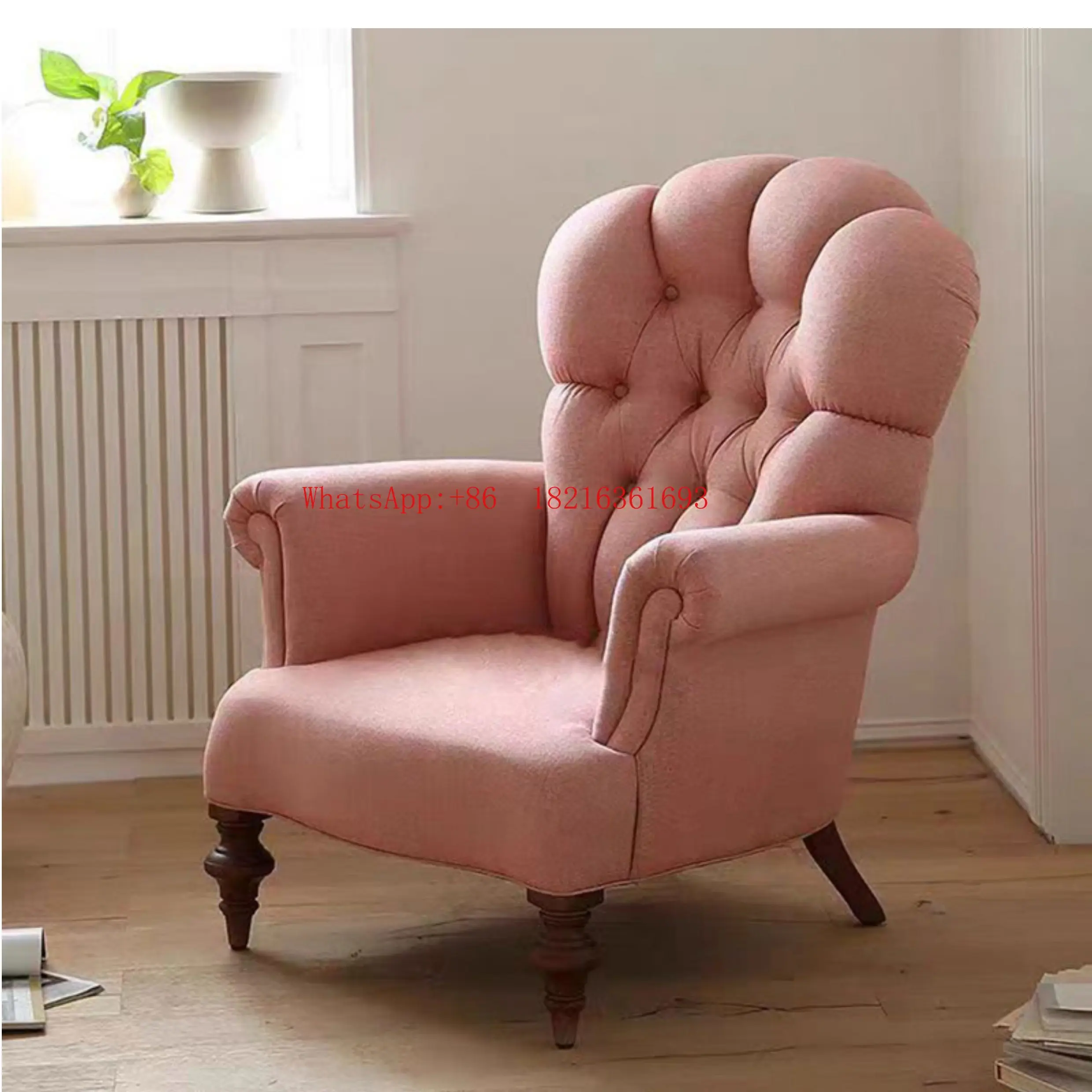 French Retro Single Sofa Chair Medieval Home Living Room Balcony Leisure Chair