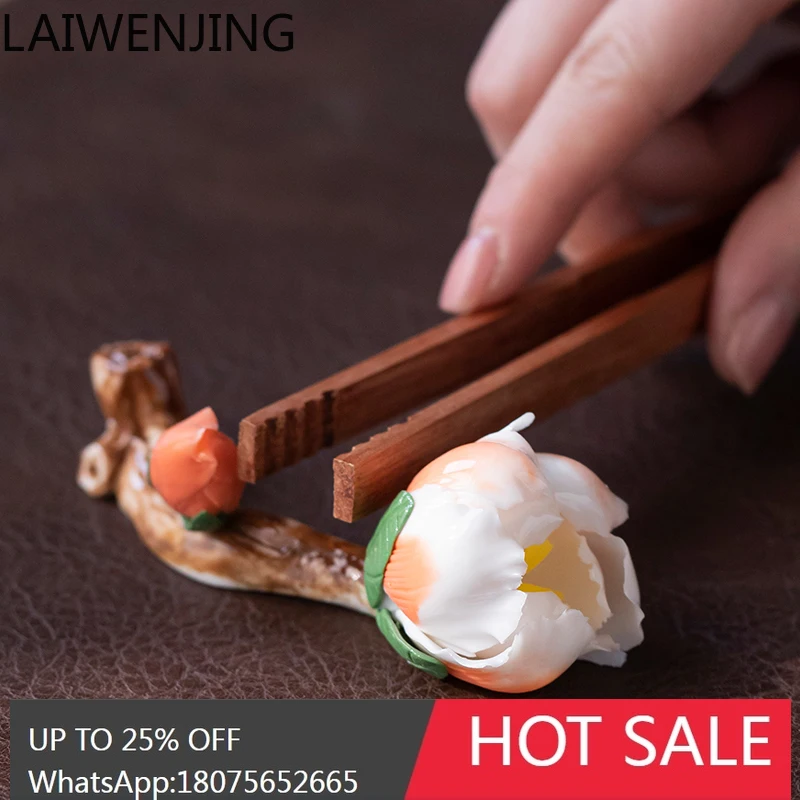 ceramic new Chinese handmade peony incense insert tabletop ornament clip pad