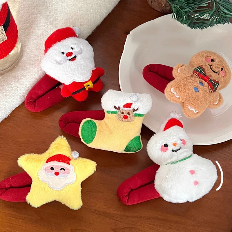 

Christmas Plush Doll Hair Clips Snowman Ginger Man Hairpin Bb Clip Bangs Hairgrips New Year Barrettes Hair Accessories