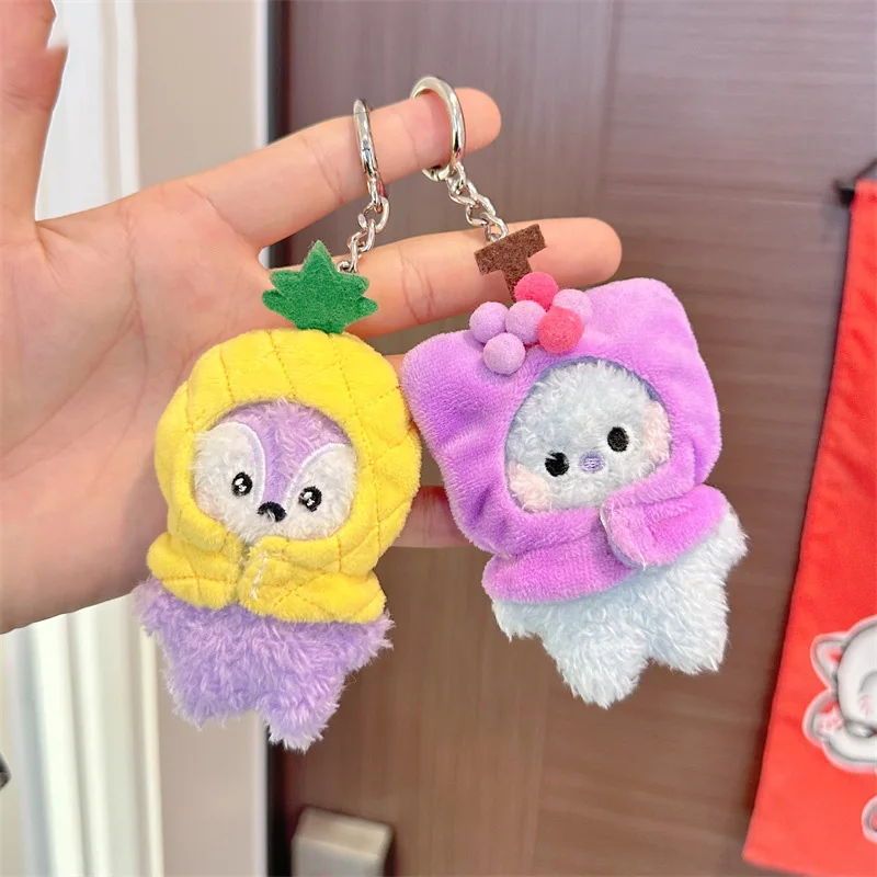 Anime Kawaii BT21 Plush Pendant Keychain Cute Cartoon Fruit Headband Series Keychain Accessories Bag Pendant Birthday Gift