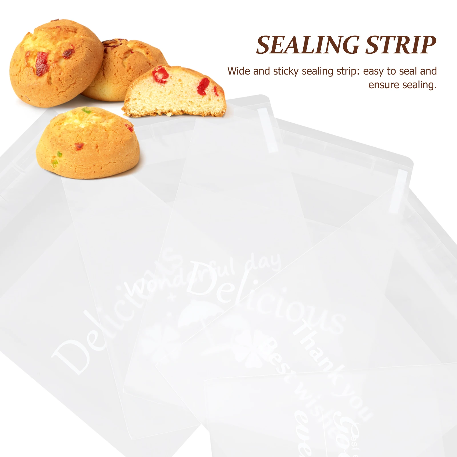 

100 Pcs Self Adhesive Cookie Bags Biscuit Packaging Fold Sealed Composite Snack Treats C y Bags Kitchen Bar Supplies