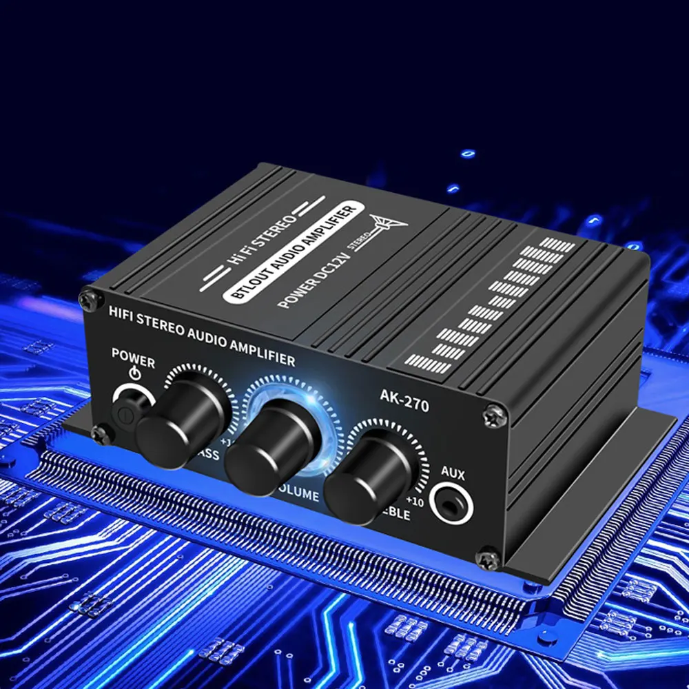 Woopker Sound Amplifier Channel 2.0 HIFI Bluetooth Amp Home Digital Audio 12V3A AK380 AK370 AK280 AK270 AK170 for Car Bass Trebl