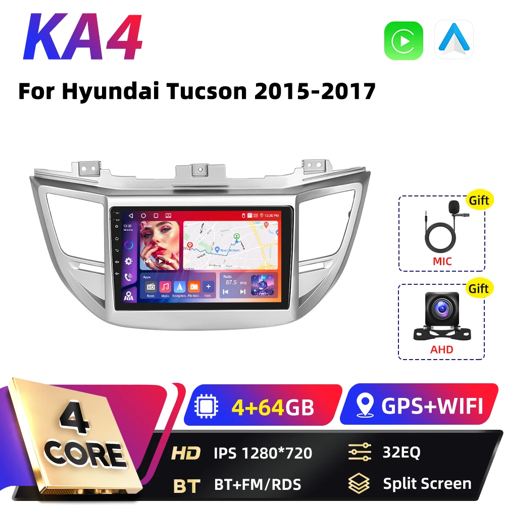 Podofo Qualcomm 8Core CarPlay Android Auto Auto Intelligente Systemen Voor Hyundai Tucson 2015-2017 GPS DSP FM RDS 2din Autoradio