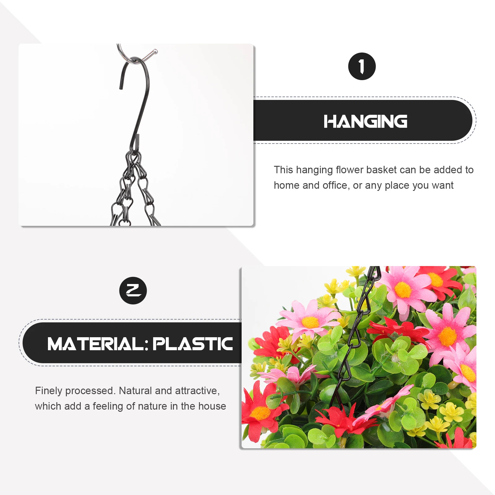 

Premium Artificial Flowers Outdoor Garden Decor Decorative Pendant Fake Flower Sturdy Weatherproof Basket Hanger Yard
