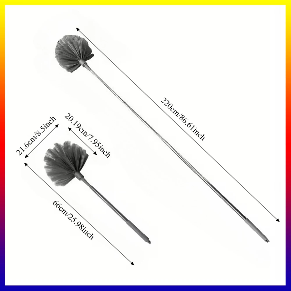 1pc Adjustable Length Spider Web Ceiling Cleaner - Heavy-Duty Metal Broom with Ergonomic Handle, Multi-Surface Dusting Tool for