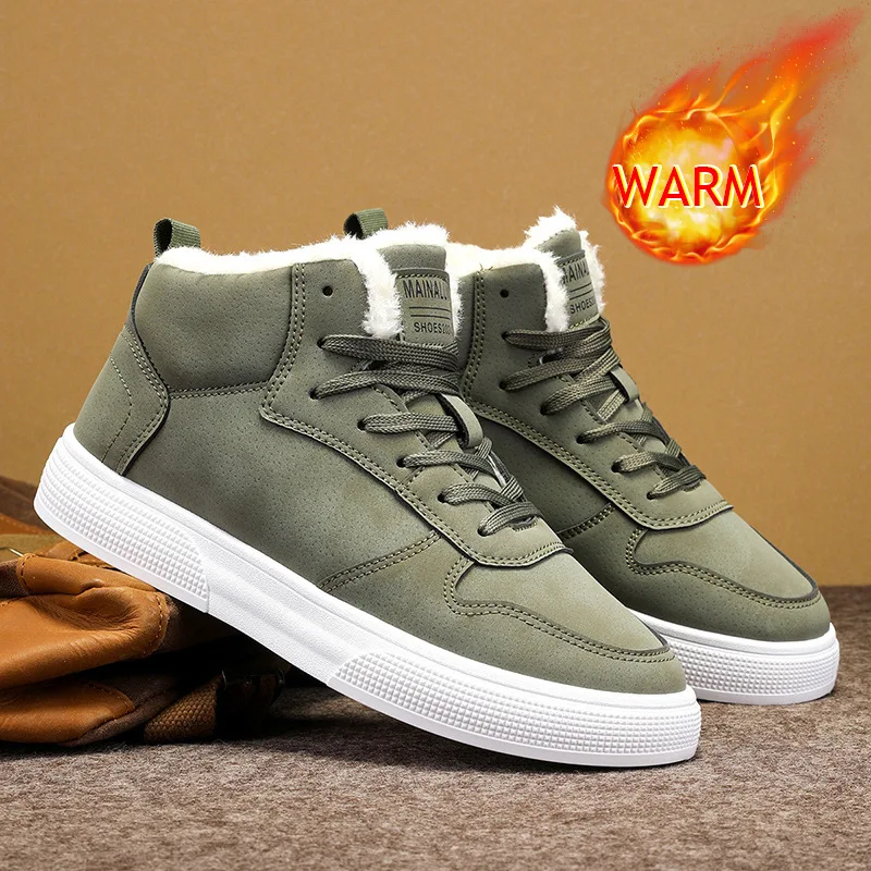 Mens Winter Warm Casual Shoes Fleece Lined Outdoor Snow Boots for Comfortable Outdoor Activity in Cold Weather Кроссовки Мужские