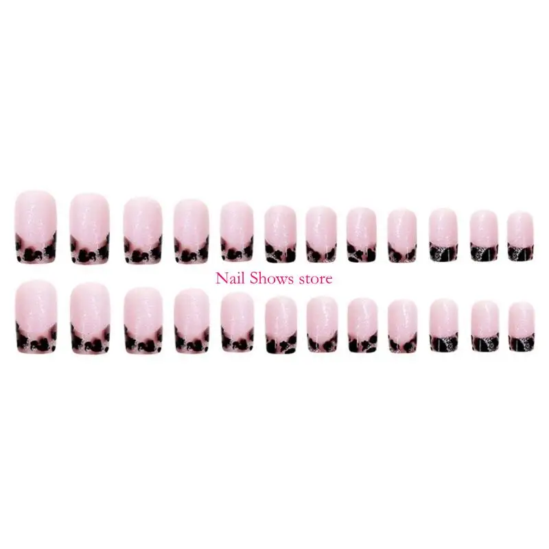 E0BC mittlerer quadratischer Sargpresse auf Nagel glitzernder französischer falscher Nagel Acrylnagel