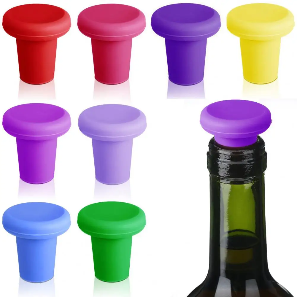 

8Pcs Silicone Wine Stoppers Reusable Beer Bottle Sealers Universal Fit Champagne Wine Storage Fresh-keeping Corks Kitchen Tools