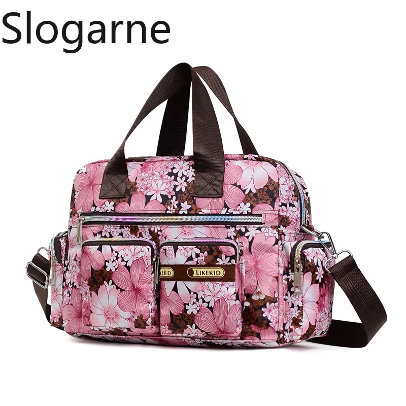 Women Handbag Casual Flower Print Large Capacity Shoulder Messenger Bag Waterproof Tote Bag Multiple Patterns Picnic Backpack