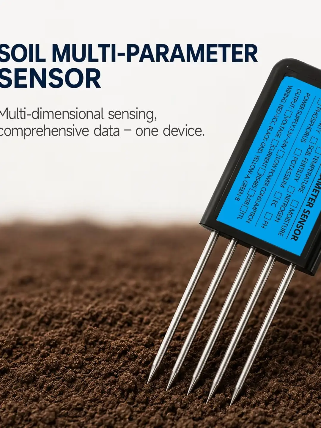 RS485 Modbus Soil Sensor 7 in 1 Measure Soil Moisture Temperature Humidity EC PH NPK RS485 Modbus