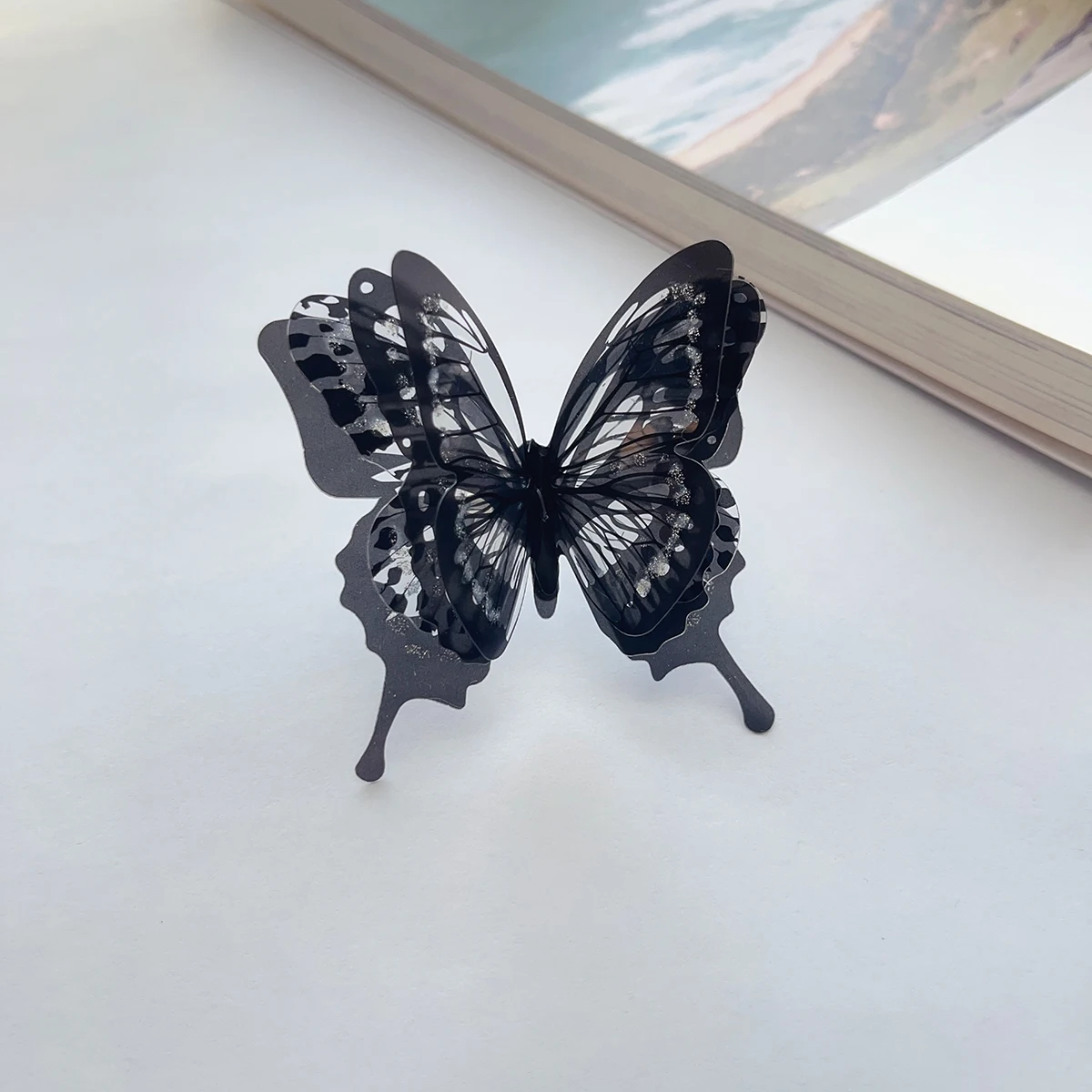 1 large black butterfly ring Female dark department Gothic style exaggerated personality fashion accessories ring can be adjuste