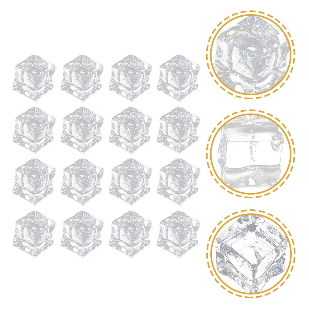

200Pcs High Simulation Acrylic Ice Cubes Fake Ice Photo Props for Crafts DIY Projects Home Bar Photography Props
