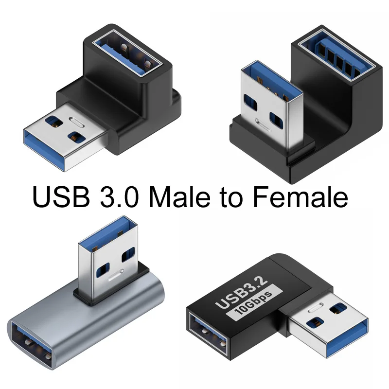 USB 3.0 Male to Female 90 Degree Right Angle Extension Adapter Elbow 10Gbps For Laptop printer mouse mobile hard disk keyboard