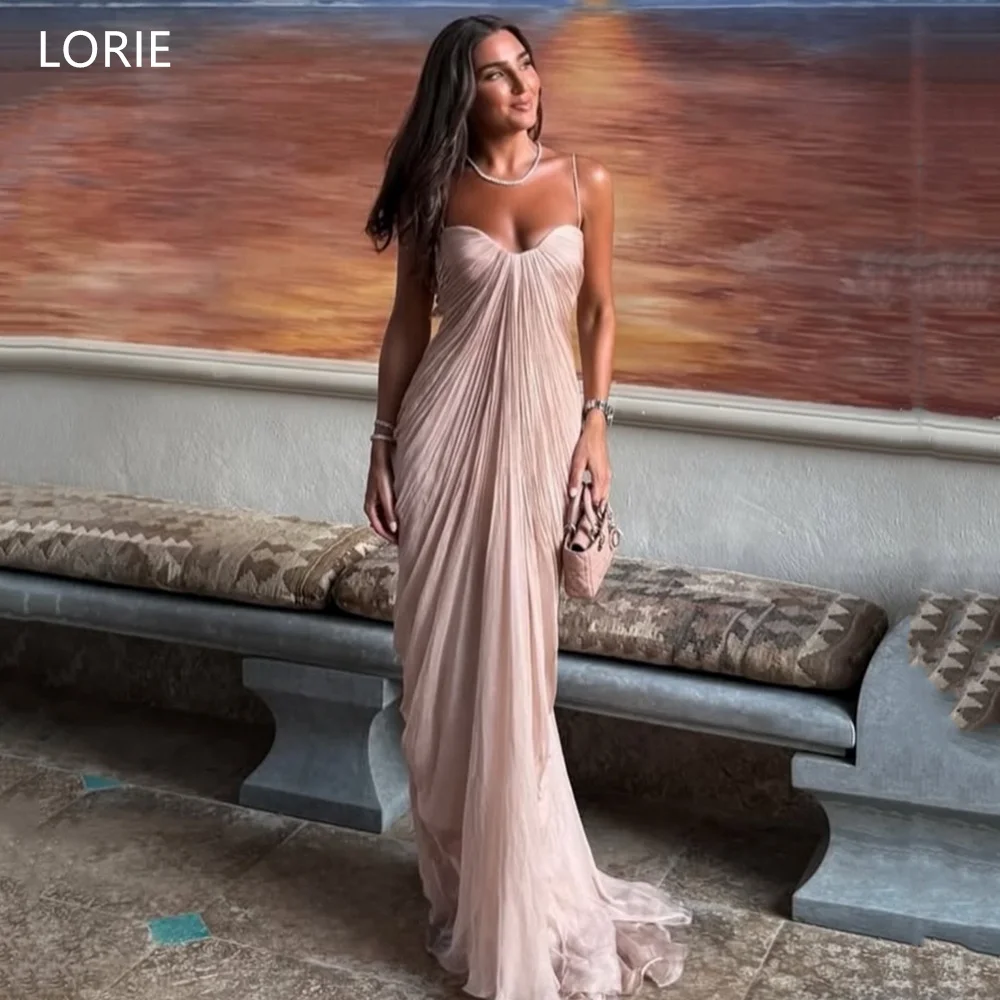 

LORIE Charming Party Dresses Pleats Spaghetti Straps Evening Prom Dress Sexy Mermaid Floor-Length Prom Gowns Customized