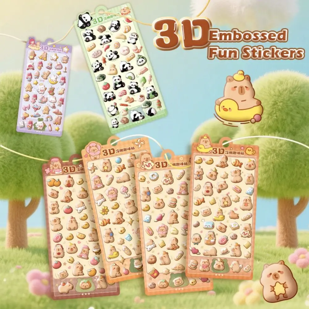 4pcs/Set Capybara 3D Drop Relief Sticker DIY Scrapbooking Journaling Stationery Diary Decor DIY Decor Stickers Crystal Stickers