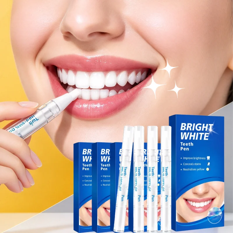 Teeth Whitening Essence Pen Remove Coffee Smoke Stains Reduce Yellowing Freshen Breath Portable Stain Removal Gel Pen 3ML*4