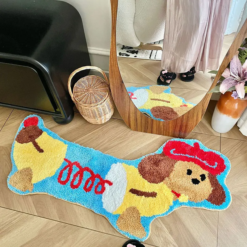 Kawaii Puppy Rug Fluffy Irregular Bedside Carpet Floor Mat Dog Doormat Cartoon Cute Kid Girl Bedroom Decor러그