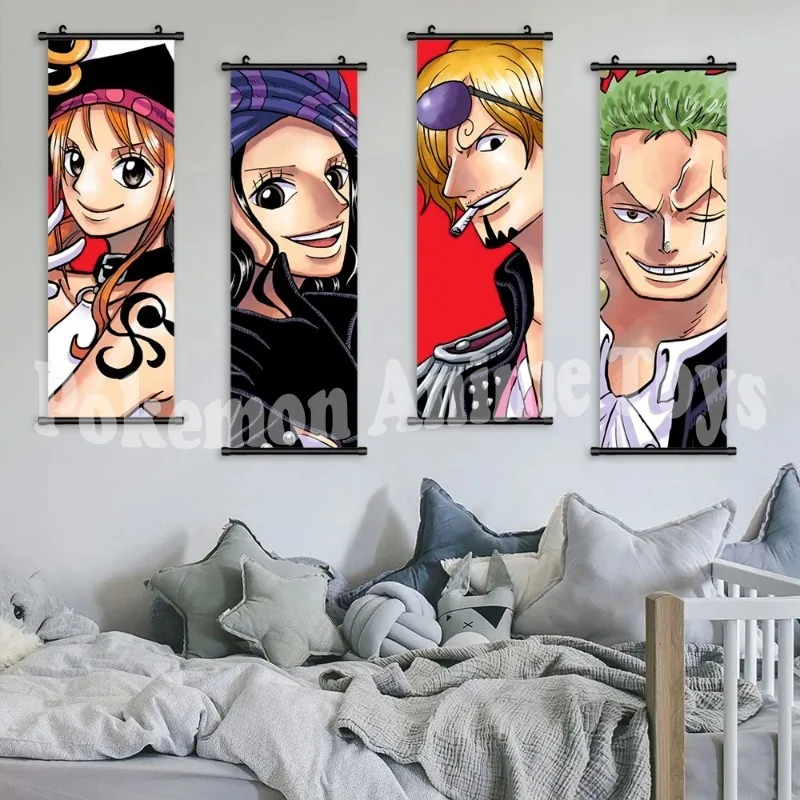 Japanese Anime Canvas Wall Art ONE PIECE Painting Hanging Scrolls Cartoon Modular Picture Poster for Home Decor