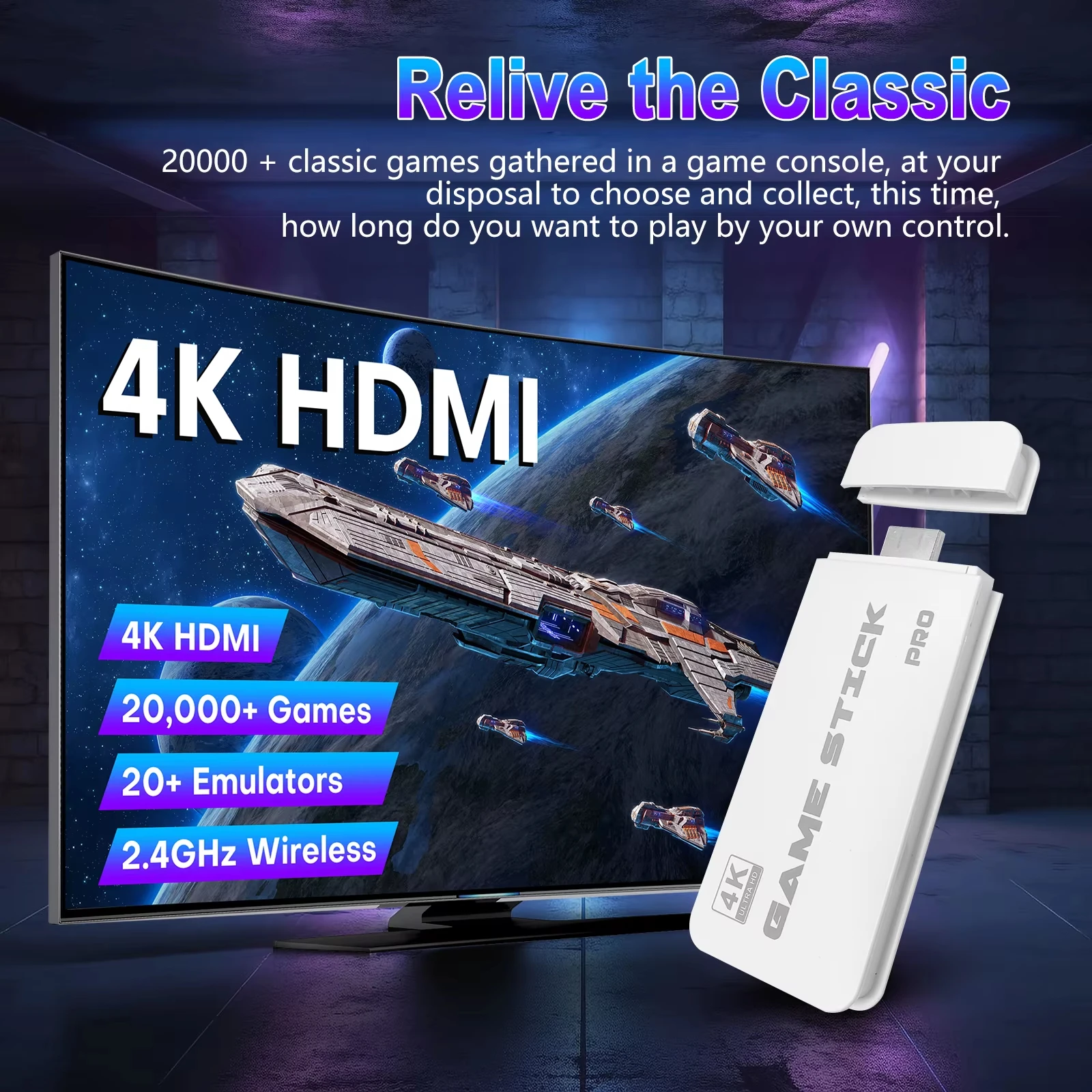 4K TV 게임 스틱 M15 비디오 게임 콘솔 64G 내장 20000가지 게임 무선 컨트롤러 게임패드 레트로 휴대용 게임 콘솔
