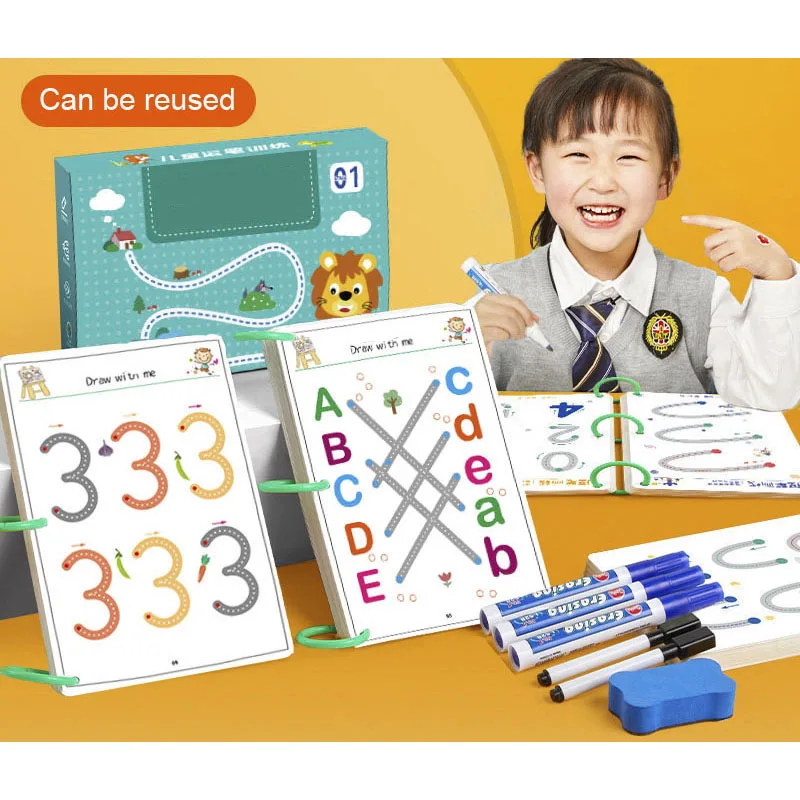 Children Montessori Drawing Toys Pen Control Training Color Shape Math Match Game Set Toddler Learning Educational Toys for Kids