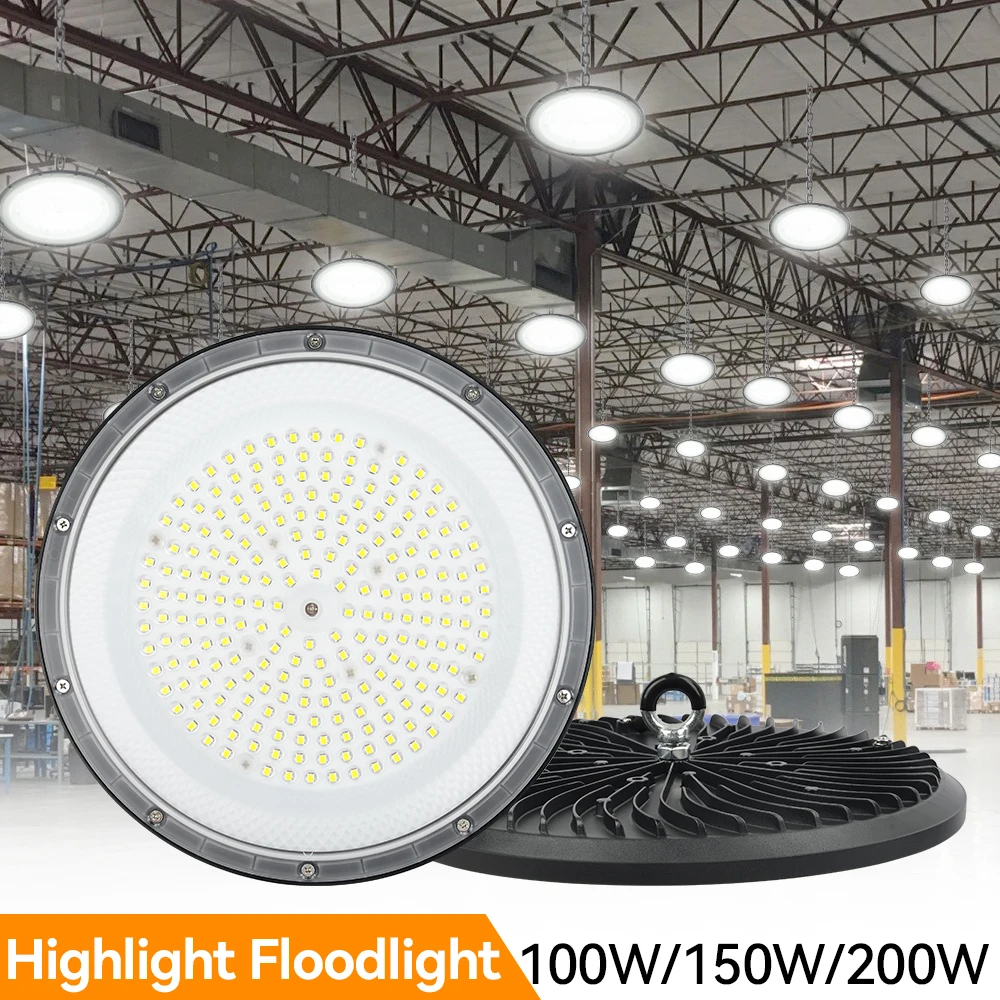 

LED High Bay Lights 150W/200W UFO Industrial Ultra-Bright High Bay Lighting Lamp for Garage Factoy Waterproof Commercial Lamps