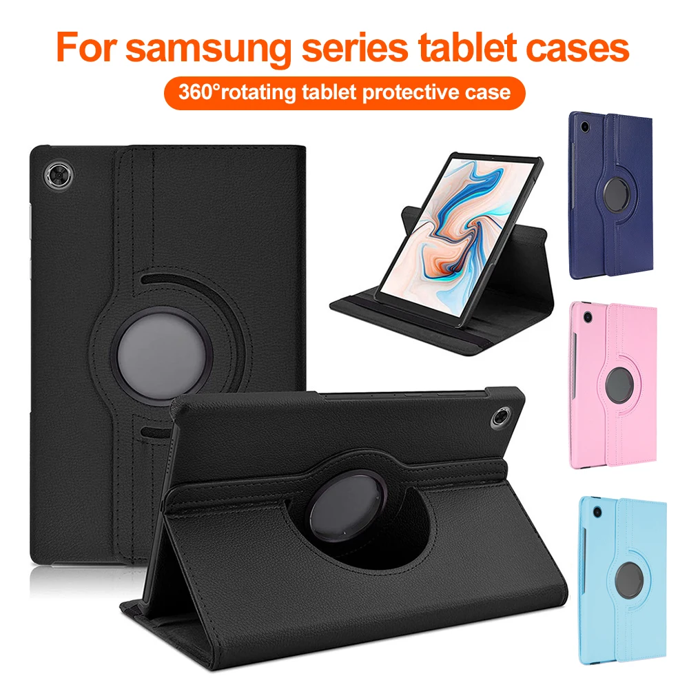 360° Rotation Lychee Leather Case For Samsung Galaxy Tab A11 Plus S10 FE A9 A8 10.5 A7 Lite S9 FE S8 S7 S6 Lite 11 10.9 Cover