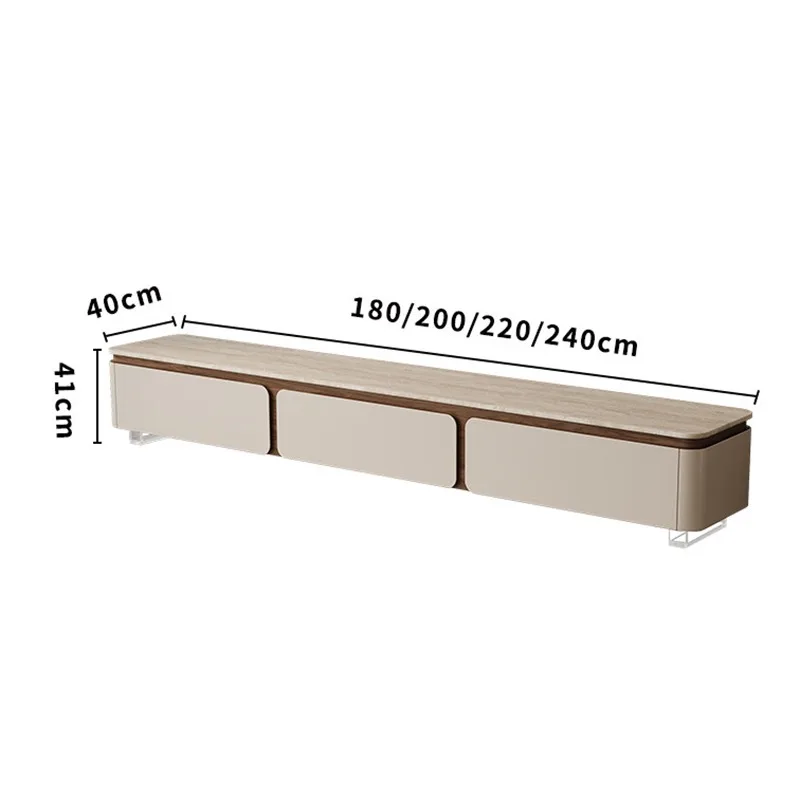 Walnut Holz Tv Stand Rounded Corner Mount Wooden Luxury Drawers Storage Tv Cabinet Home Modern Decoration Furniture Living Room