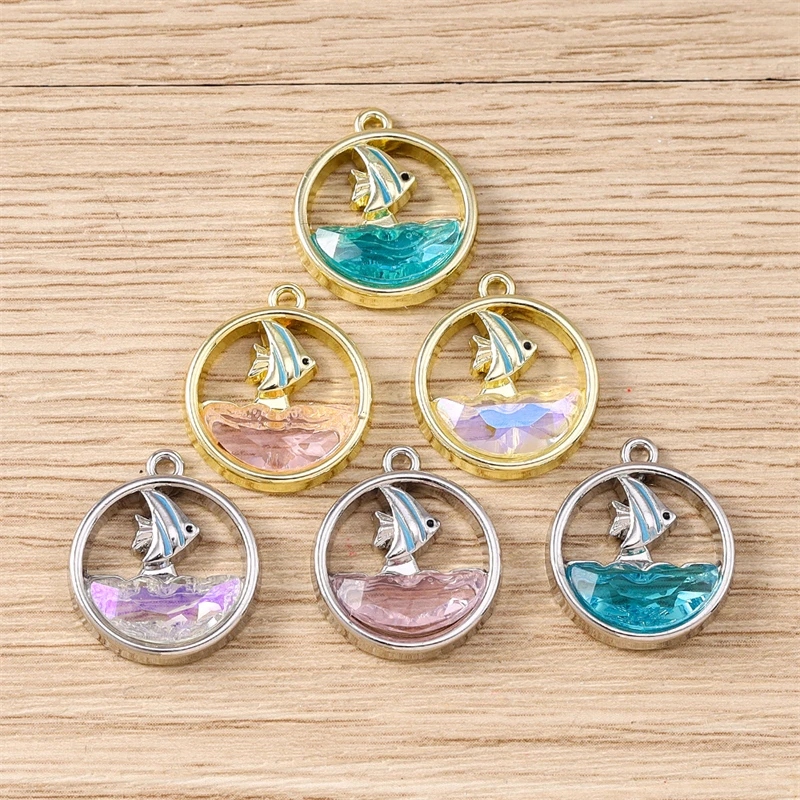 5 Stück 16 x 18 mm niedliche blaue Meeres-Ozean-Fisch-Charms-Anhänger für Schmuckherstellung, Halsketten, Ohrringe, Armbänder, Zubehör, DY-Handwerk, Geschenk – Detail 9