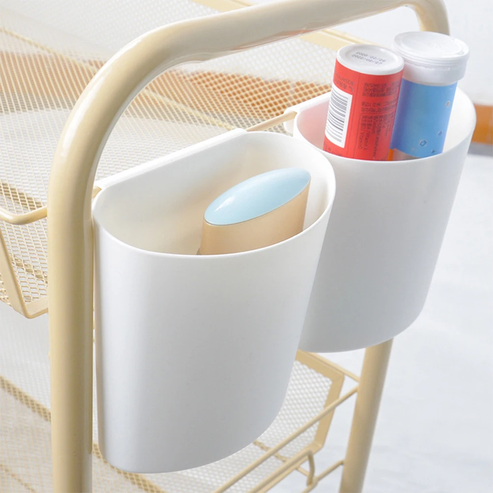 

4pcs White Storage Hanging Basket Material Space Saving Design Beauty Salon Cart Mini Utility Baskets Flowerpot Holders