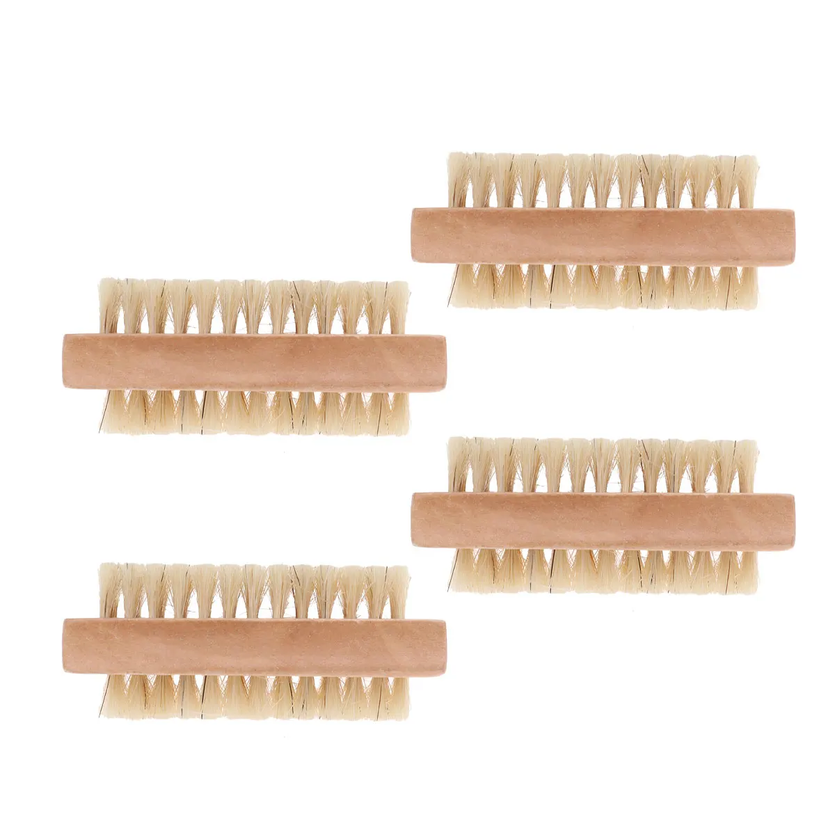 

4Pcs Double Sided Bristle Nail Brushes Wooden Manicure Pedicure Tool Cleaning Under Fingernails Home Use Practical Grip