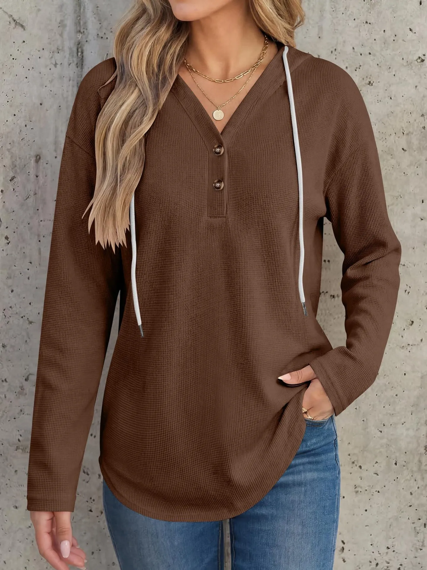 Casual Pullover Hoodie with V Neck Regular Length American and European Style Regular Sleeve Autumn Long Sleeve Women Hoodie