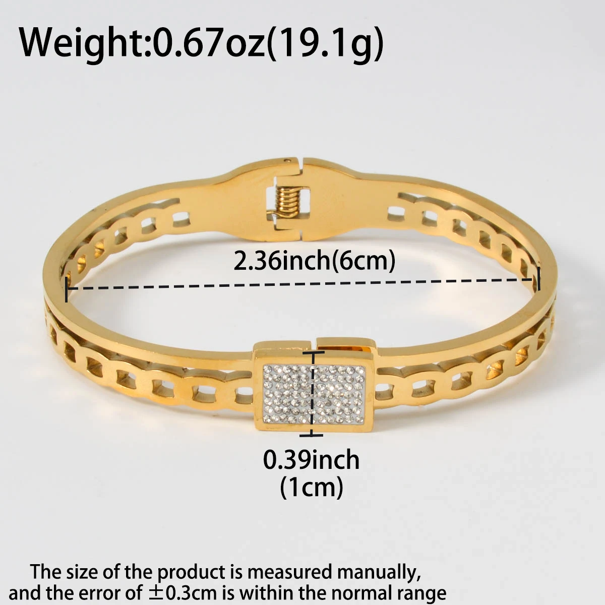 Glamorous Gold Plated Stainless Steel Bracelet Luxury Spring Clasp Bangle Women Elegant Party Wedding Anniversary Jewelry Gift