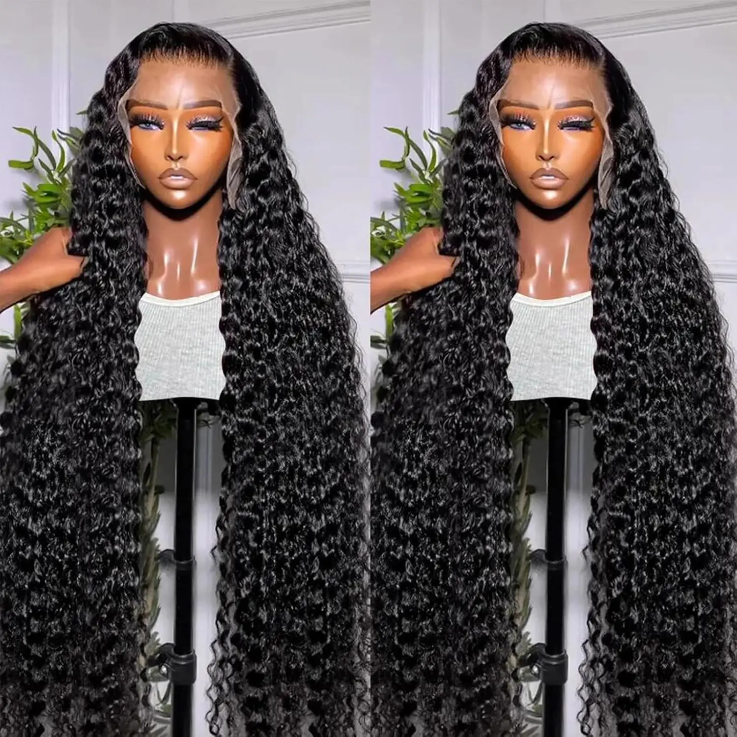 Perruque Lace Front Wig Deep Wave brésilienne naturelle, cheveux ondulés, 13x6 HD, 13x4, 30 pouces, 360 de densité, pour femmes