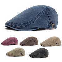 Hot sale Vintage Painter Beret Unisex Fashion Flat Visor Cap Casual Autumn Retro Cotton Solid Newsboy Hat Summer Adjustable