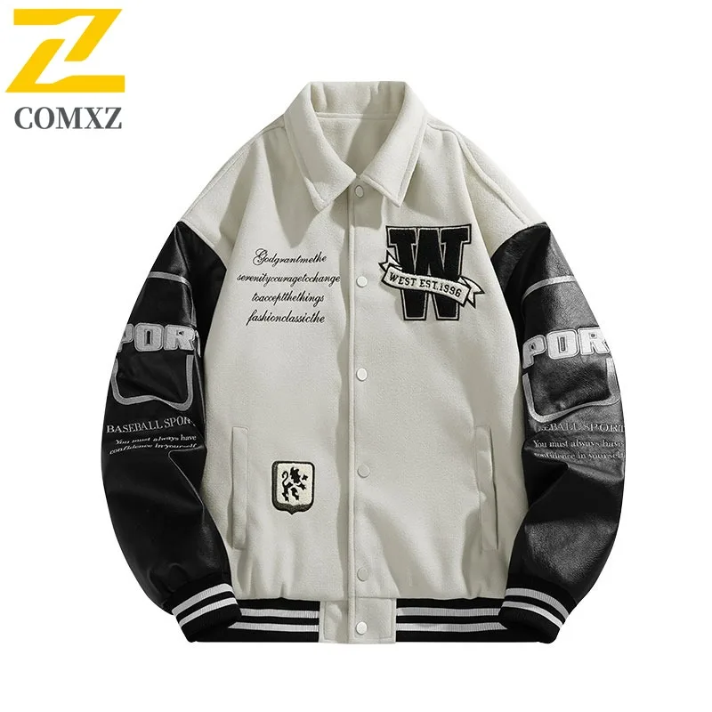 COMXZ الرجال زي بيسبول وسيم جديد إلكتروني طباعة يندبروف الخريف الرياضة في الهواء الطلق معطف السفر 2025 الشارع الشهير Preppy Chaqueta #5