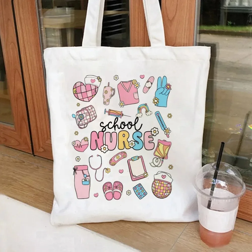 Enfermera Coquette Arcos y Such Bolsa de lona Bolsa de cosméticos Bolsas de compras de gran capacidad Bolso de hombro Bolsos ecológicos