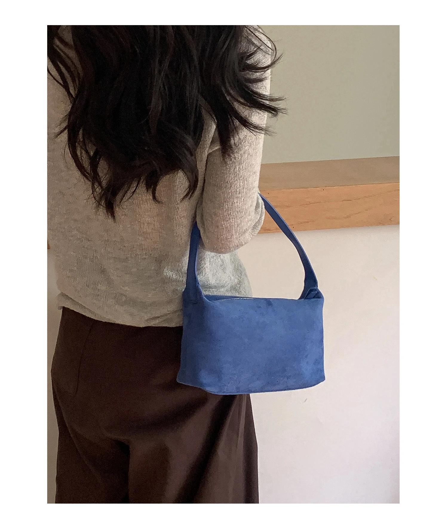 Bolso de Hombro de Gamuza a la Moda para Mujer, Bolso de Mano EMORRIN, Estilo Retro Otoño Invierno, Forro de Poliéster