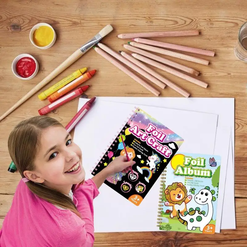 

Foil Art Coloring Book Art Coloring Supplies & Craft Books For Kids Children Foil Coloring Sticker & Doodle Book Funny &