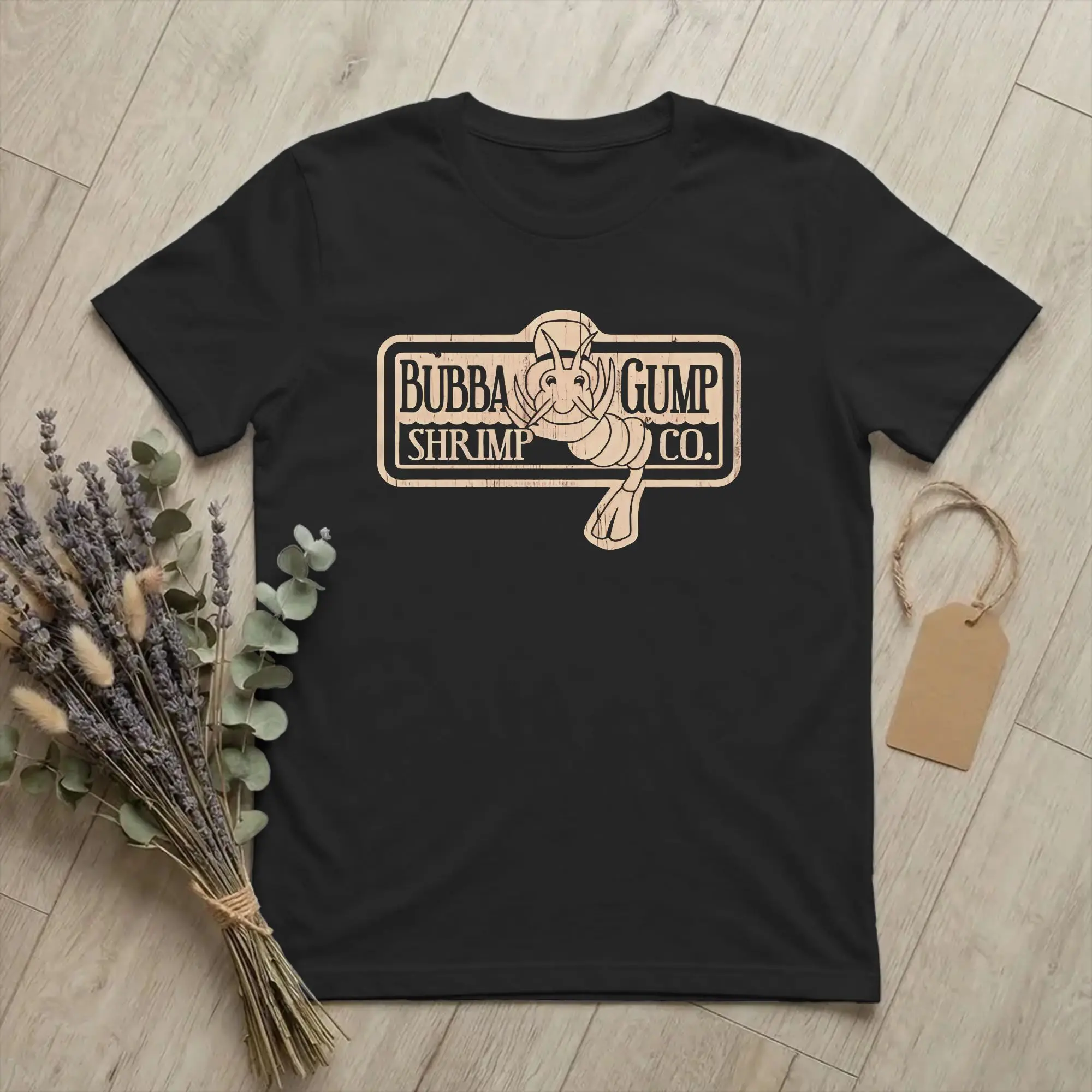 Men Forrest Gump Bubba Gump Shrimp Co T Shirt Movie 100% Cotton Tops Novelty Short Sleeve Round Neck Tee Shirt Plus Size T-Shirt