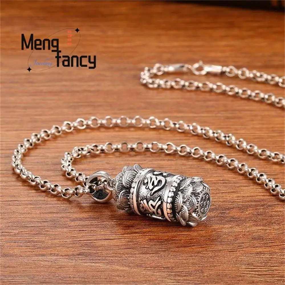 990 Silver Vintage Six Words of Proverbs Pendant Charms Fashion Women Men Necklace Amulets Mascots Jewelry Luxury Holiday Gifts