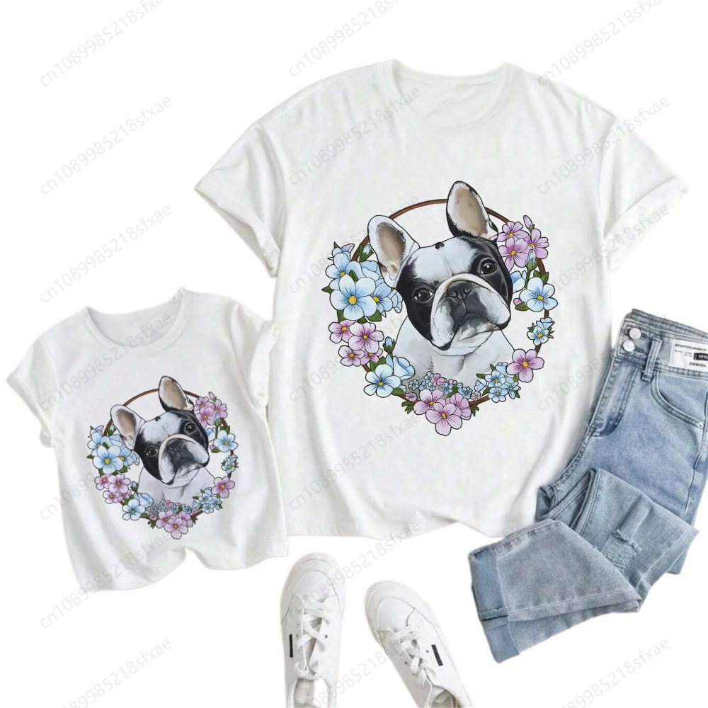 Kawaii französische Bulldogge T-Shirt Jungen T-Shirt Mode O-Ausschnitt Kinder Kurzarm T-Shirts drucken Kinder Hund Liebhaber grafische Kleidung