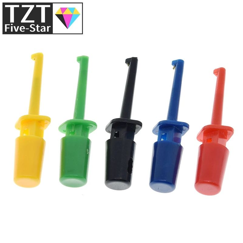 TZT 10Pcs Mini Single Test Hook Clip Test Probe for Electronic Testing IC Grabber Small Size Round Crocodile Clip Hook Test Clip