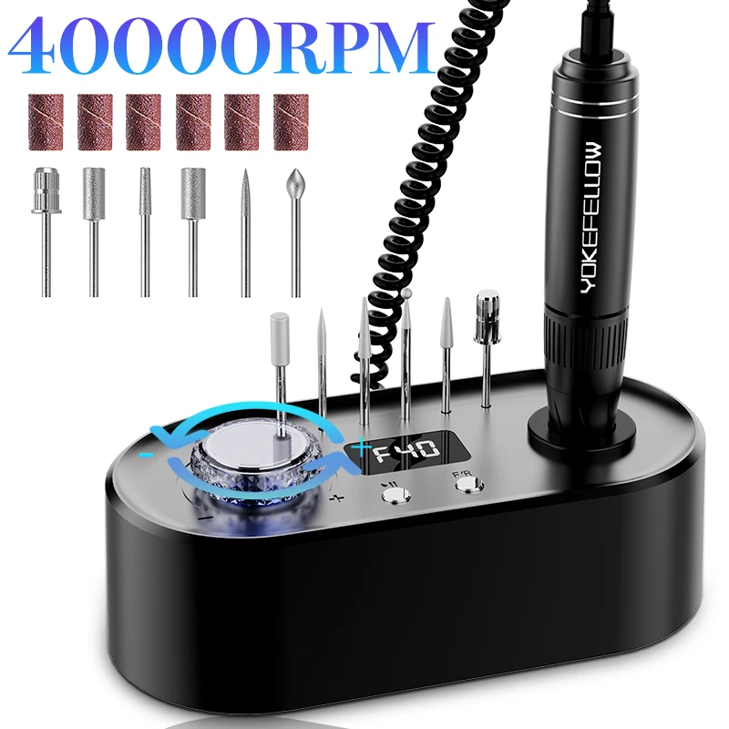 40000RPM Professional Nail Drill Machine LED Crystal knob LCD Screen Nail Lathe For Manicure Cutter Desktop Nail Equipment