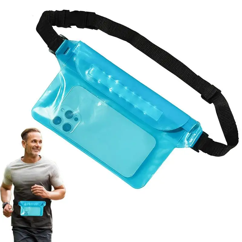 Waterproof Fanny Pack Beach Accessories Waterproof Bag Mobile Belt Bag 3-layer Waterproof Phone Pouch For Fishing High Capacity