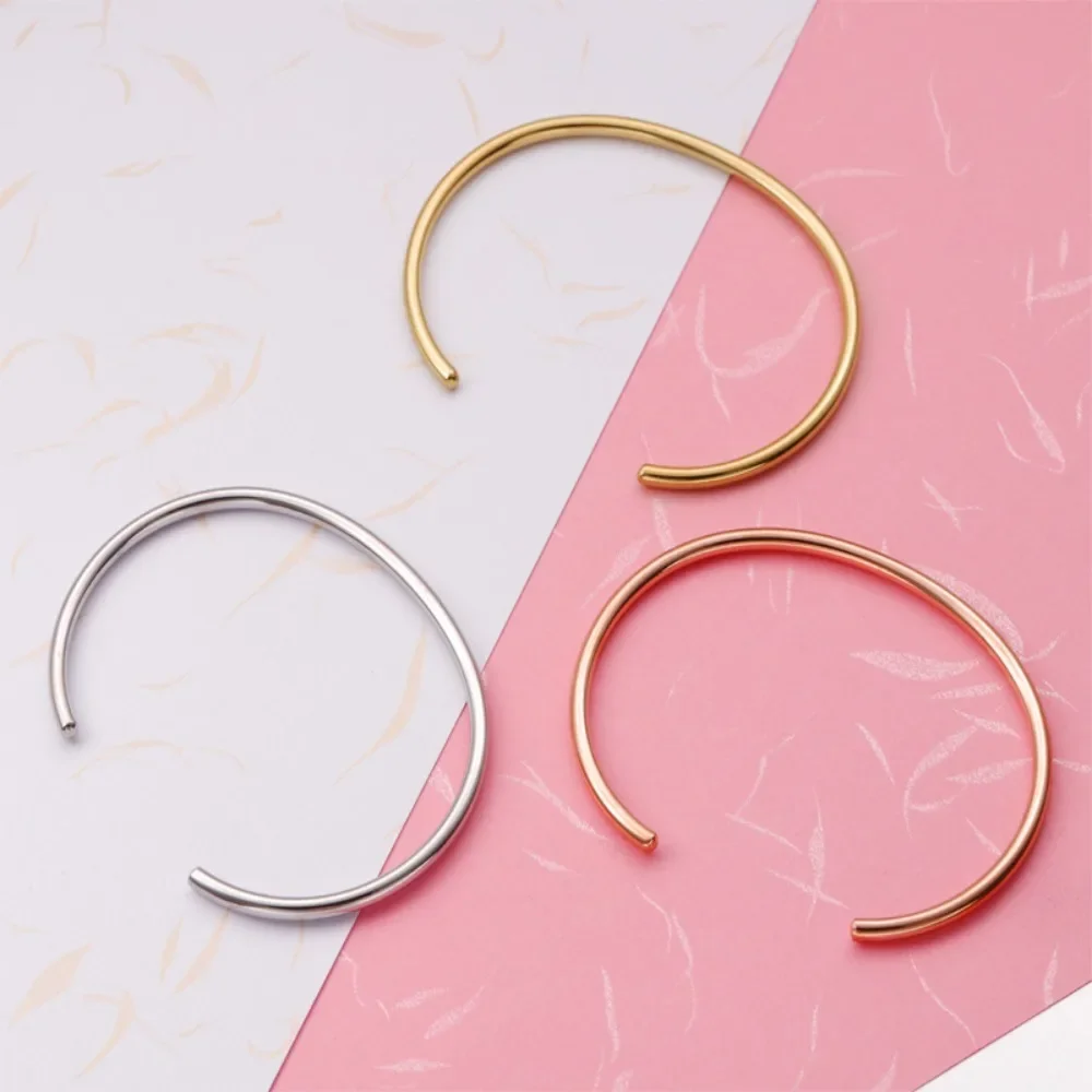 High Quality Sicver Color Stainless Steel Bangle for Women Men Personality C-shape DIY Cuff Bracelet Jewelry Accessory Colorfast