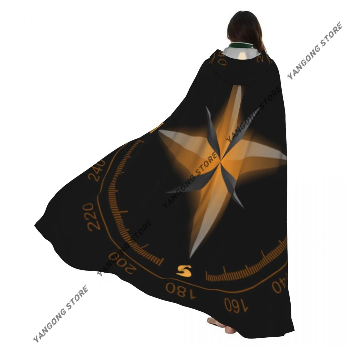 

Взрослый Хэллоуин Компас Ветер Роза Плащ Накидка С Капюшоном Средневековый Костюм Полная Длина Платье Пальто