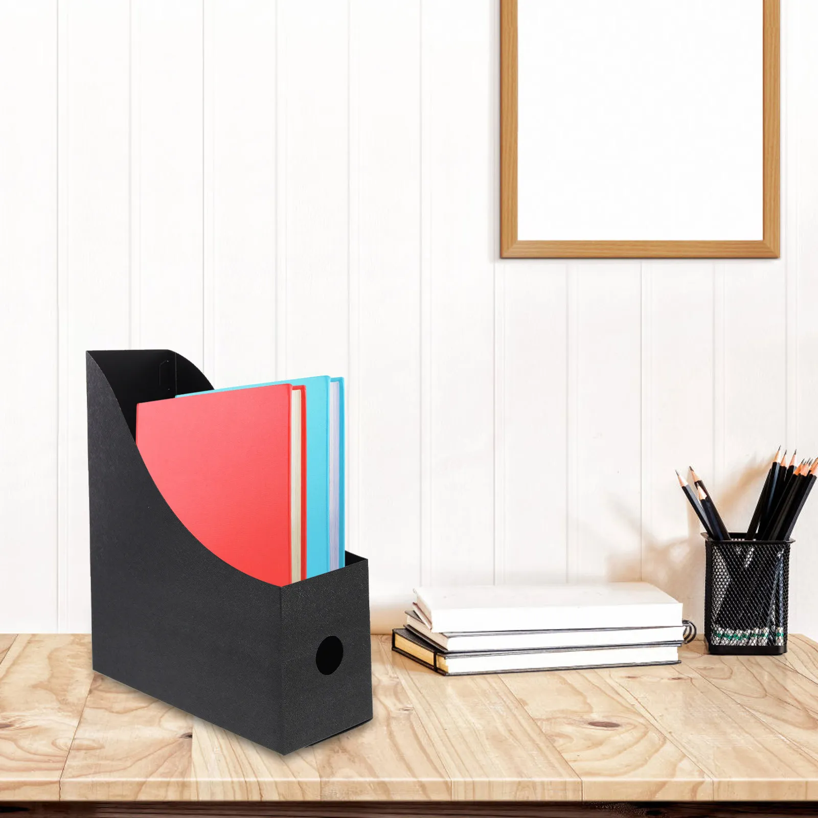 2Pcs Multi Function File Rack Sturdy PP Material Desktop Organizer for Books Magazines Documents Newspapers Office Home Use